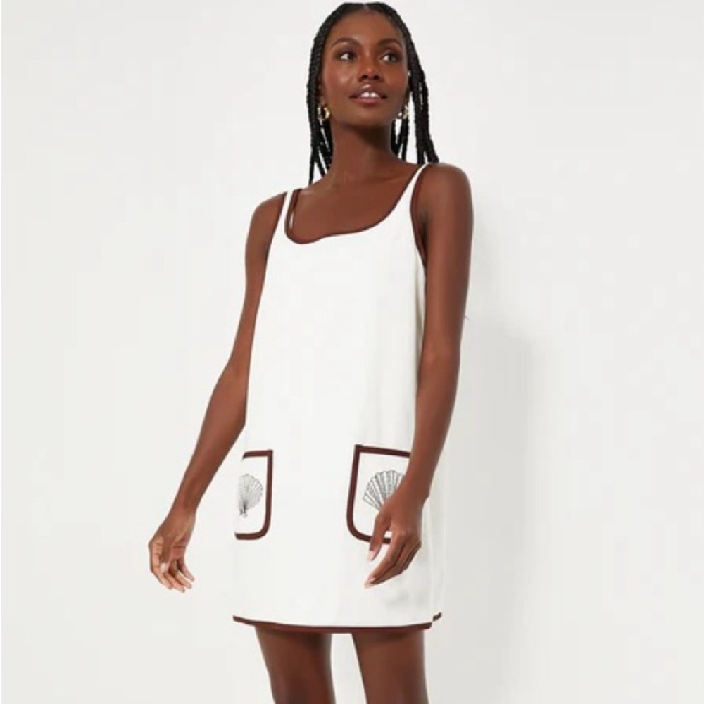 Tuckernuck Beach Blanc Shell Embroidered Mini Terrycloth Dress Coverup Sz L